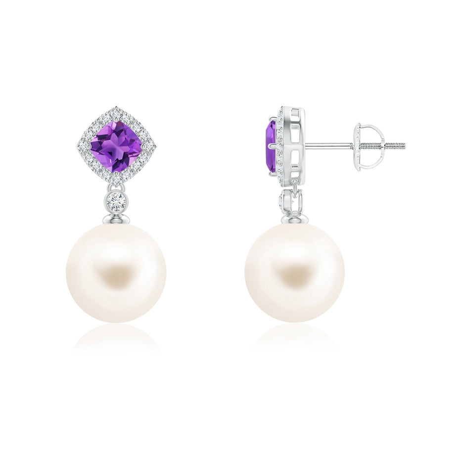 Amethyst & Freshwater Pearl Dangle Earrings
