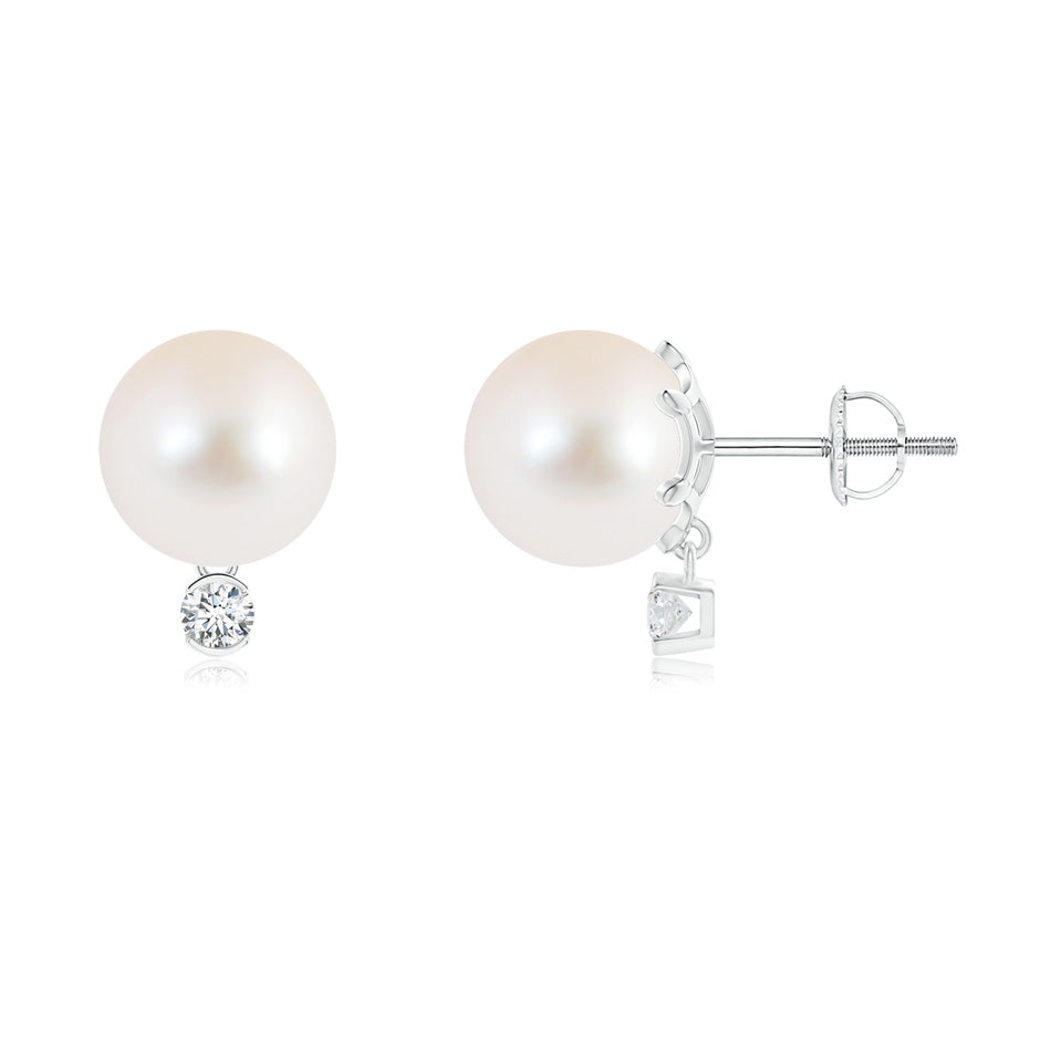 Freshwater Pearl Studs with Diamond