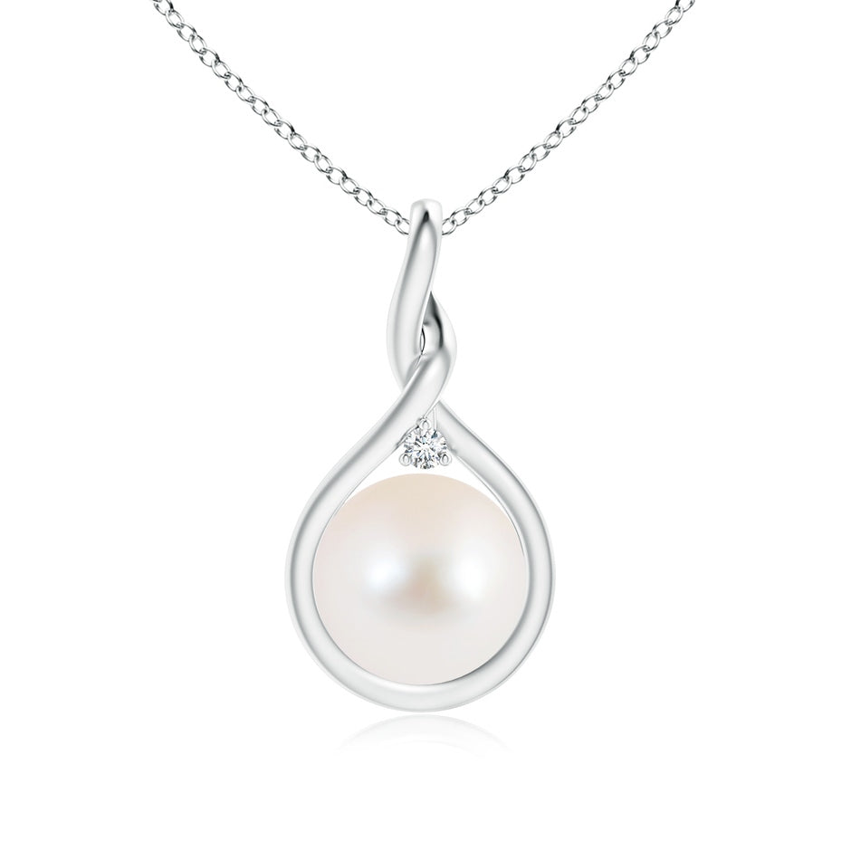 Freshwater Pearl and Diamond Twist Bale Pendant