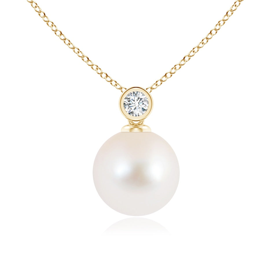 Freshwater Pearl Pendant with Bezel Diamond