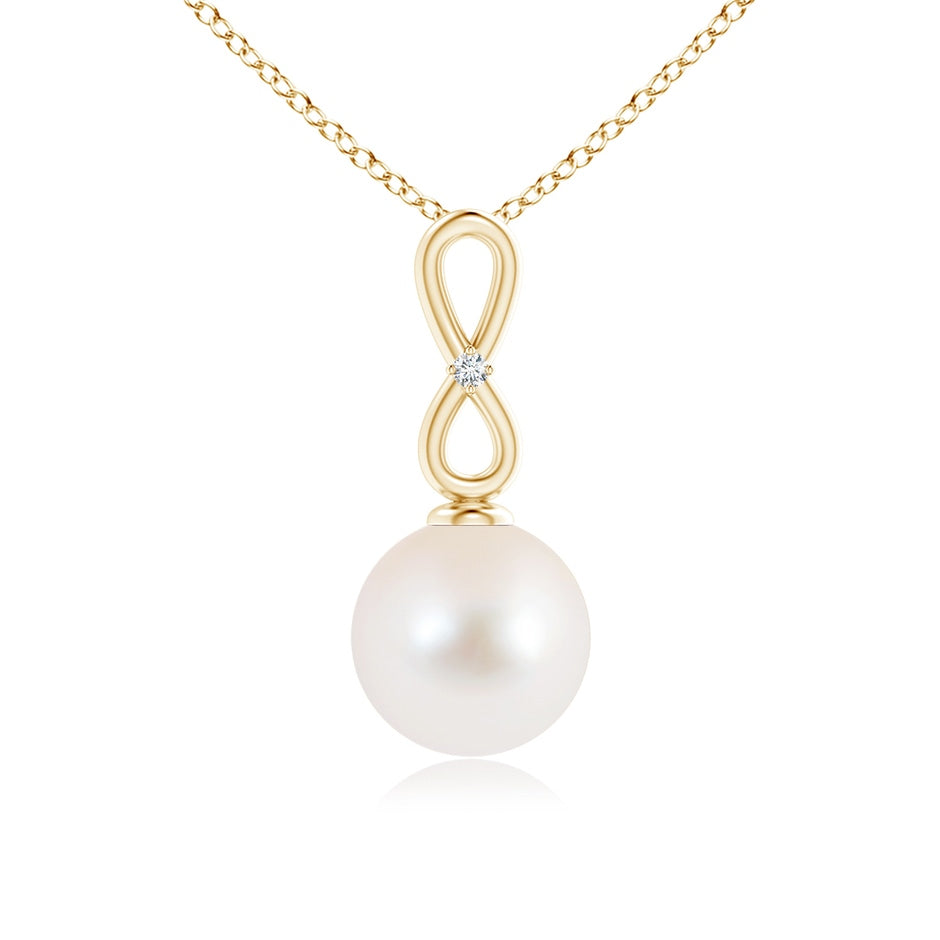 Freshwater Pearl Infinity Loop Pendant with Diamond