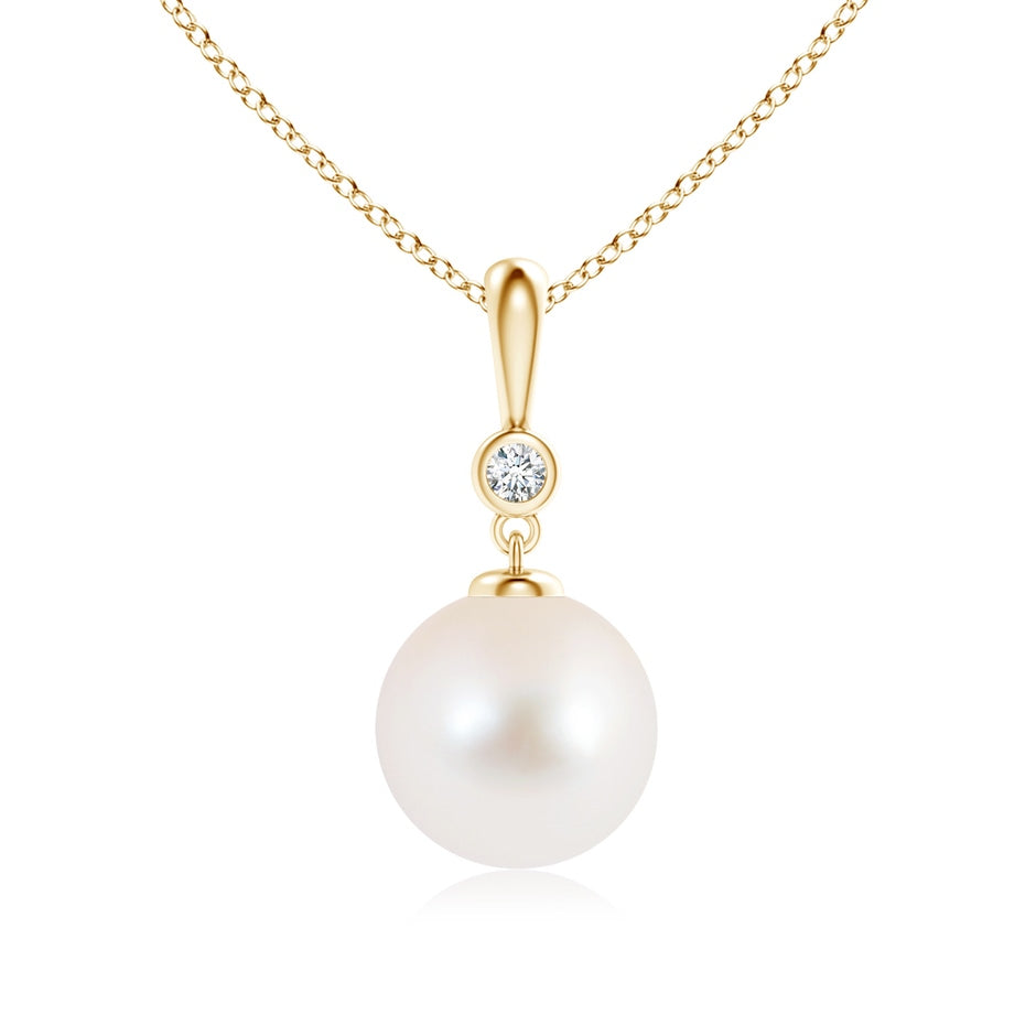 Classic Freshwater Pearl Drop Pendant with Diamond