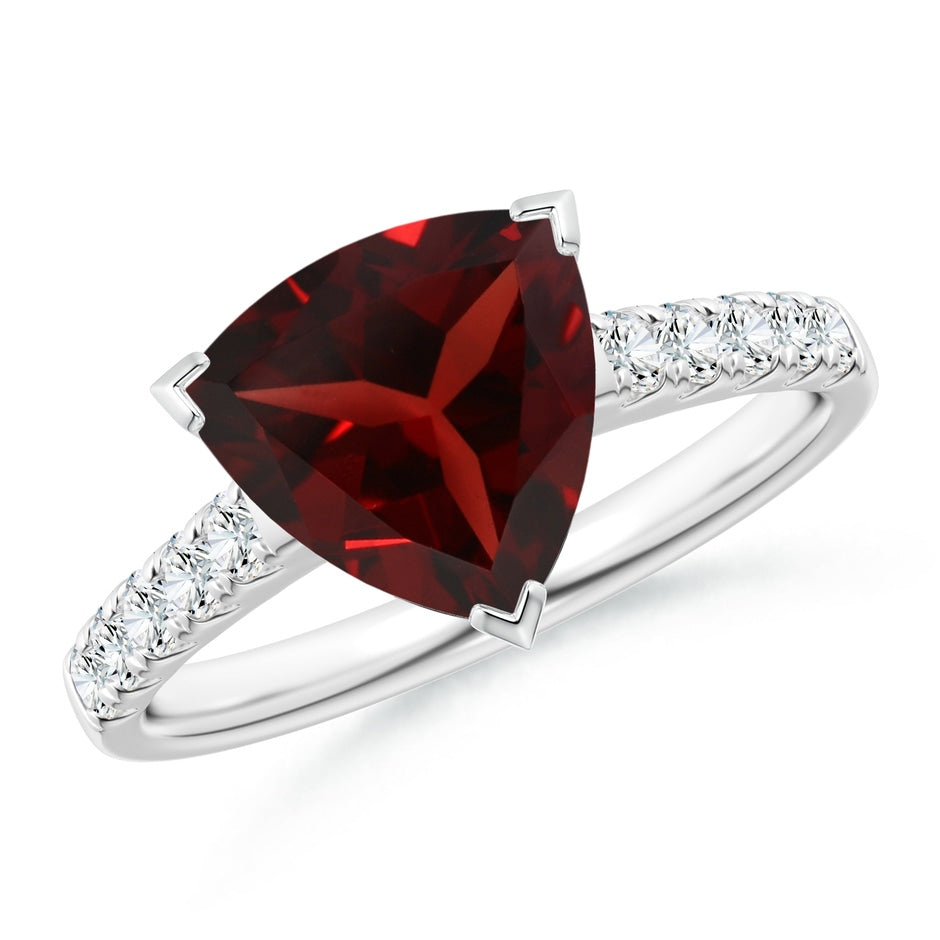 V-Prong Set Trillion Garnet Cocktail Ring with Diamonds