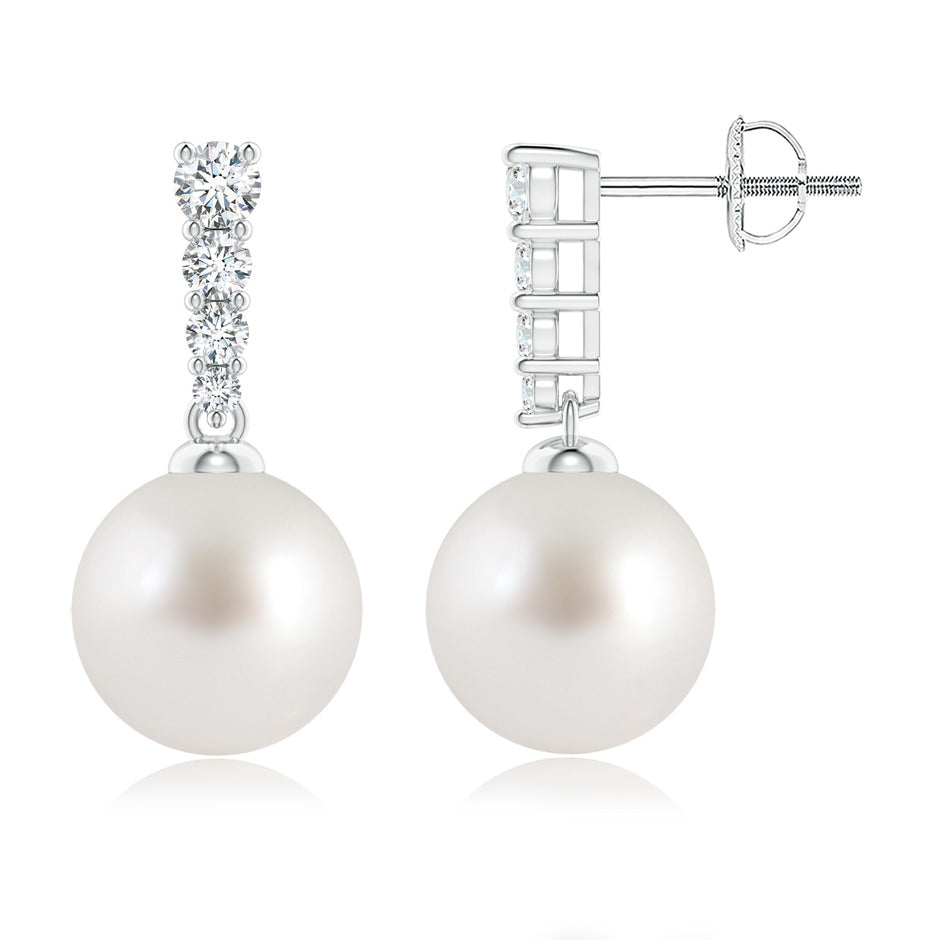 South Sea Pearl Earrings with Graduated Diamonds