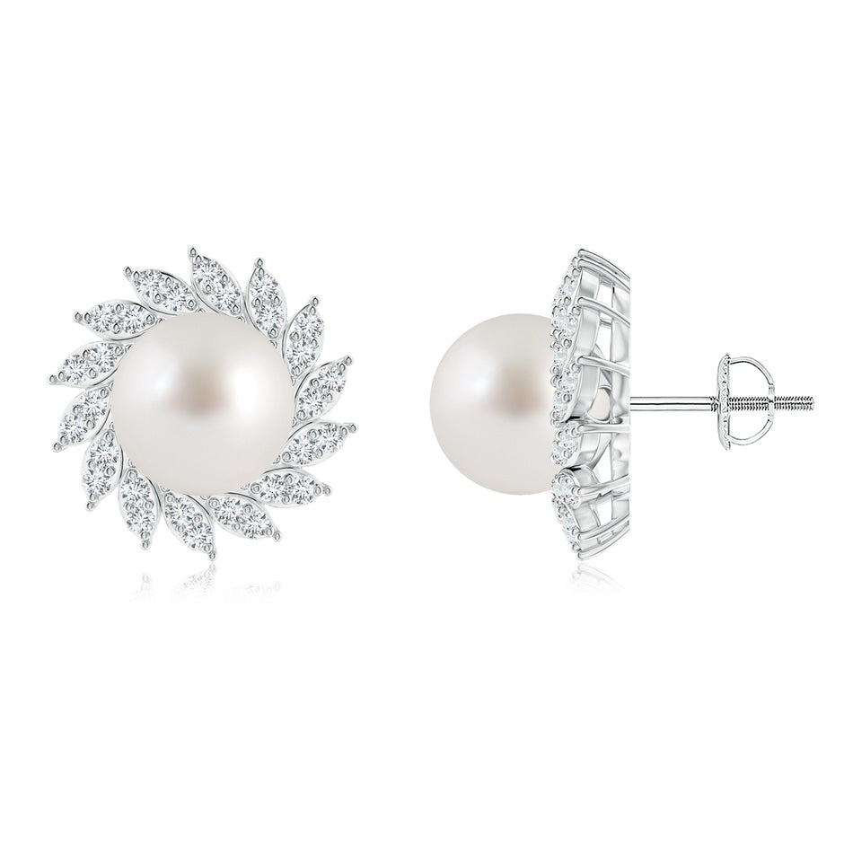 South Sea Pearl Spiral Halo Stud Earrings