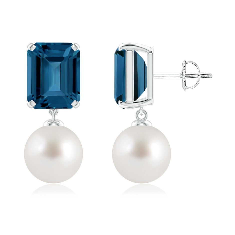 South Sea Pearl & London Blue Topaz Earrings
