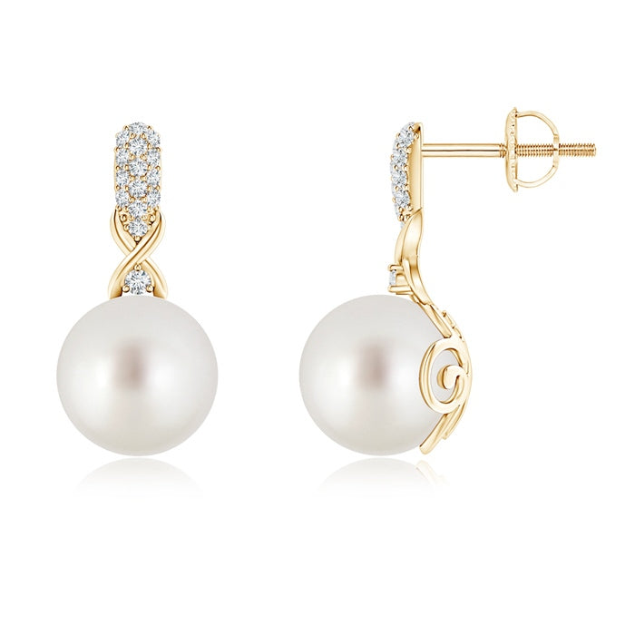 South Sea Pearl Infinity Earrings with Diamonds