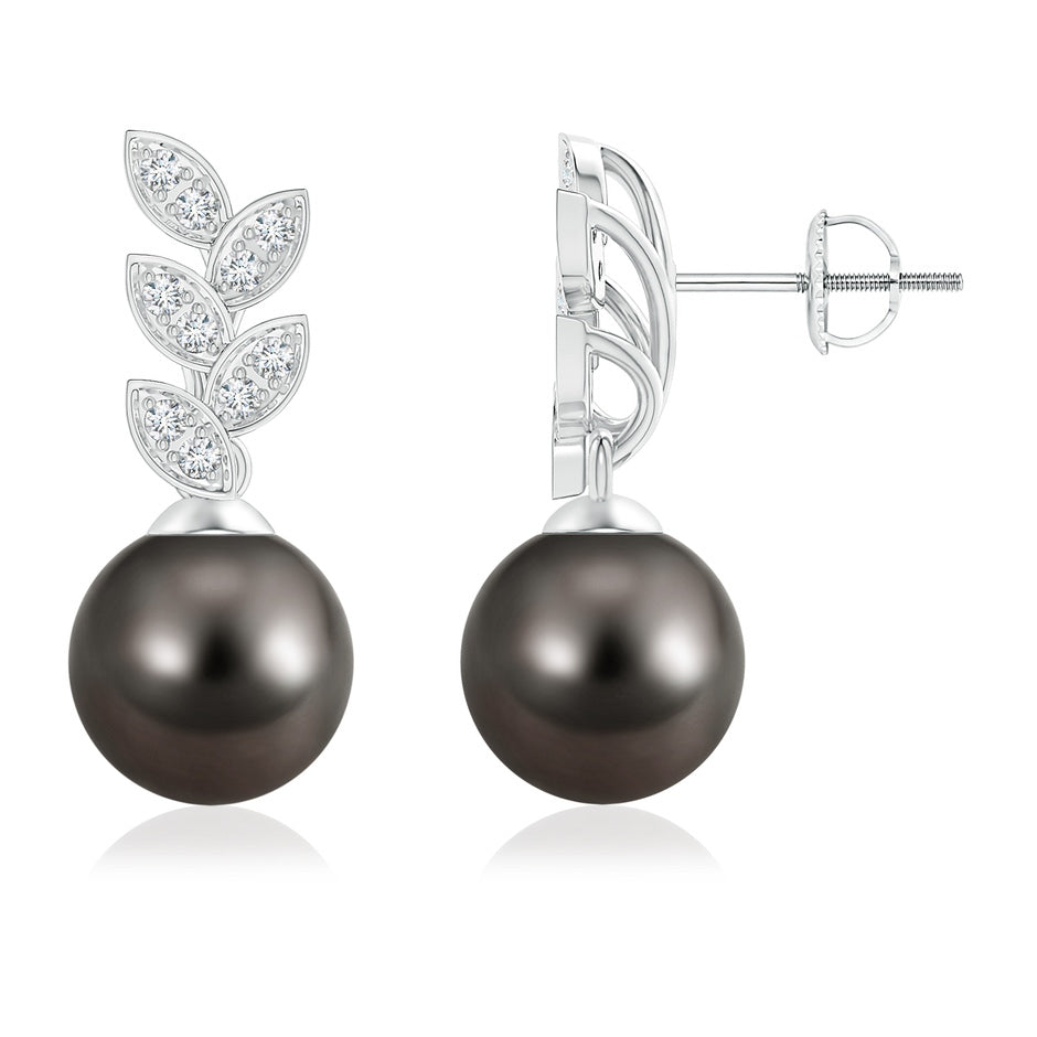 Tahitian Pearl & Diamond Leaf Earrings