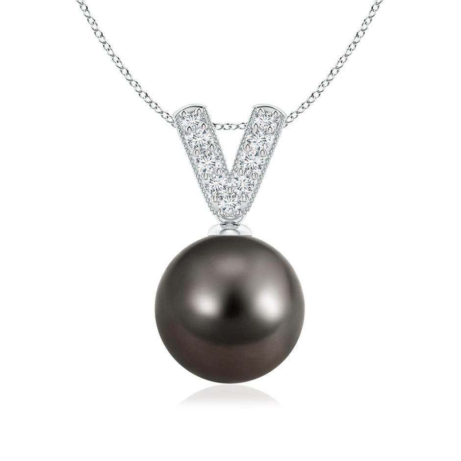 Tahitian Pearl & Diamond V-Bale Pendant