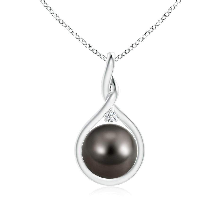 Tahitian Pearl and Diamond Twisted Bale Pendant
