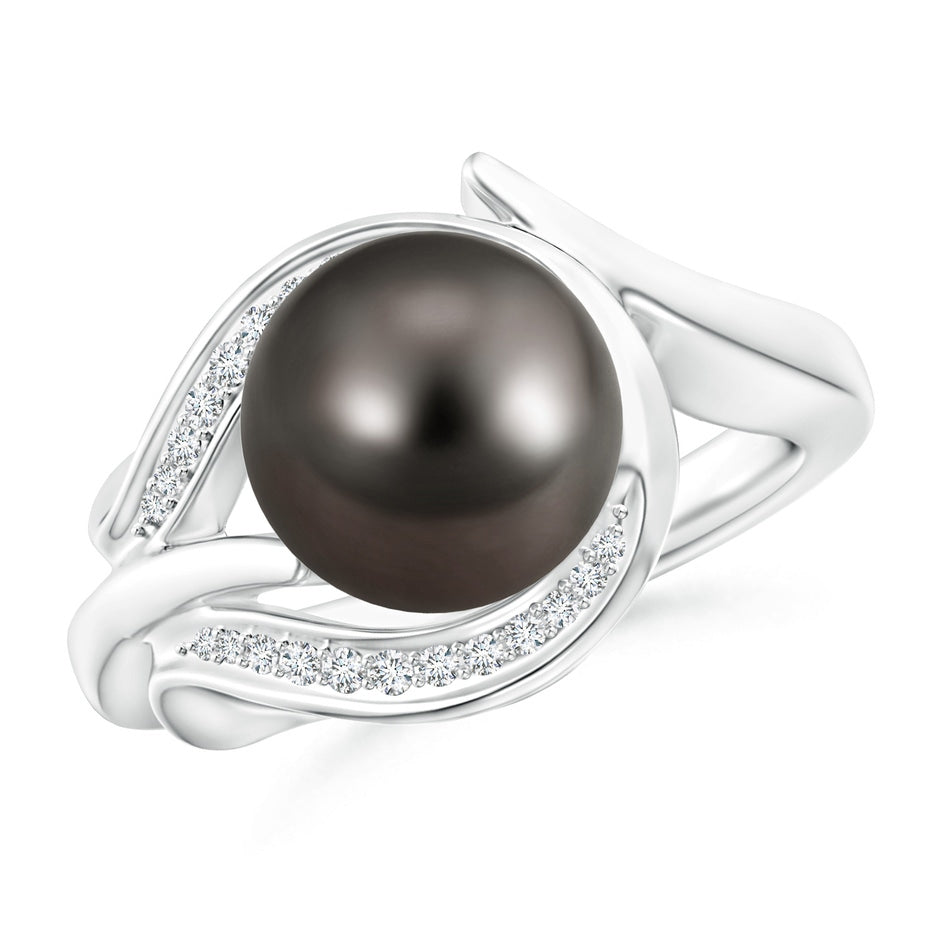 Tahitian Pearl and Diamond Loop Ring