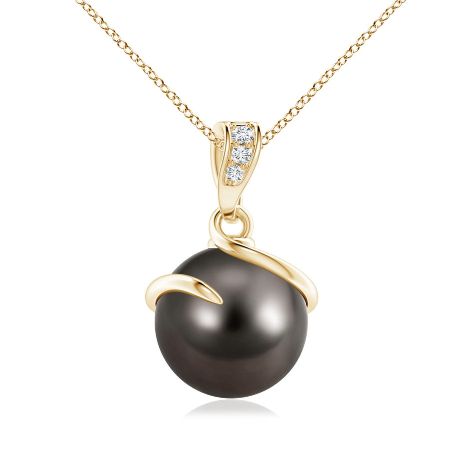 Tahitian Pearl Spiral Pendant with Diamonds