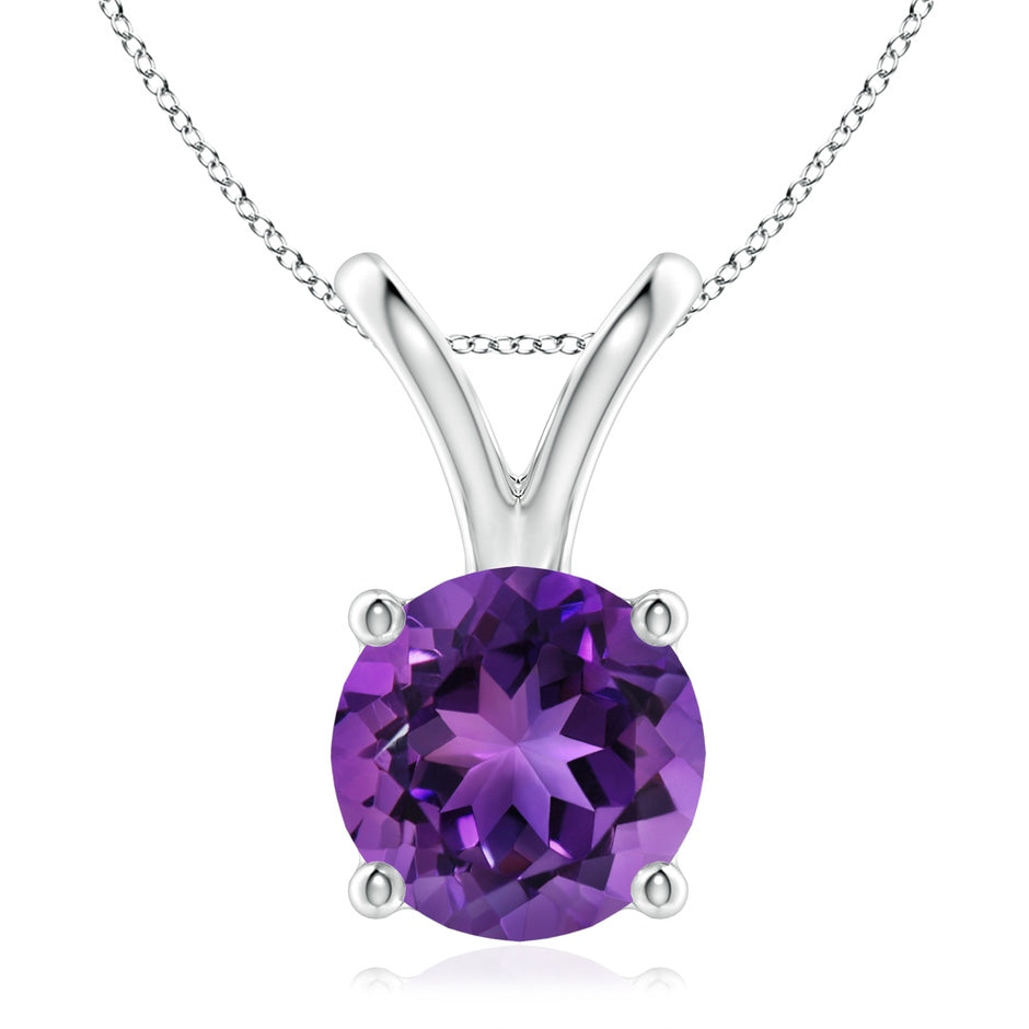 V-Bale Round Amethyst Solitaire Pendant