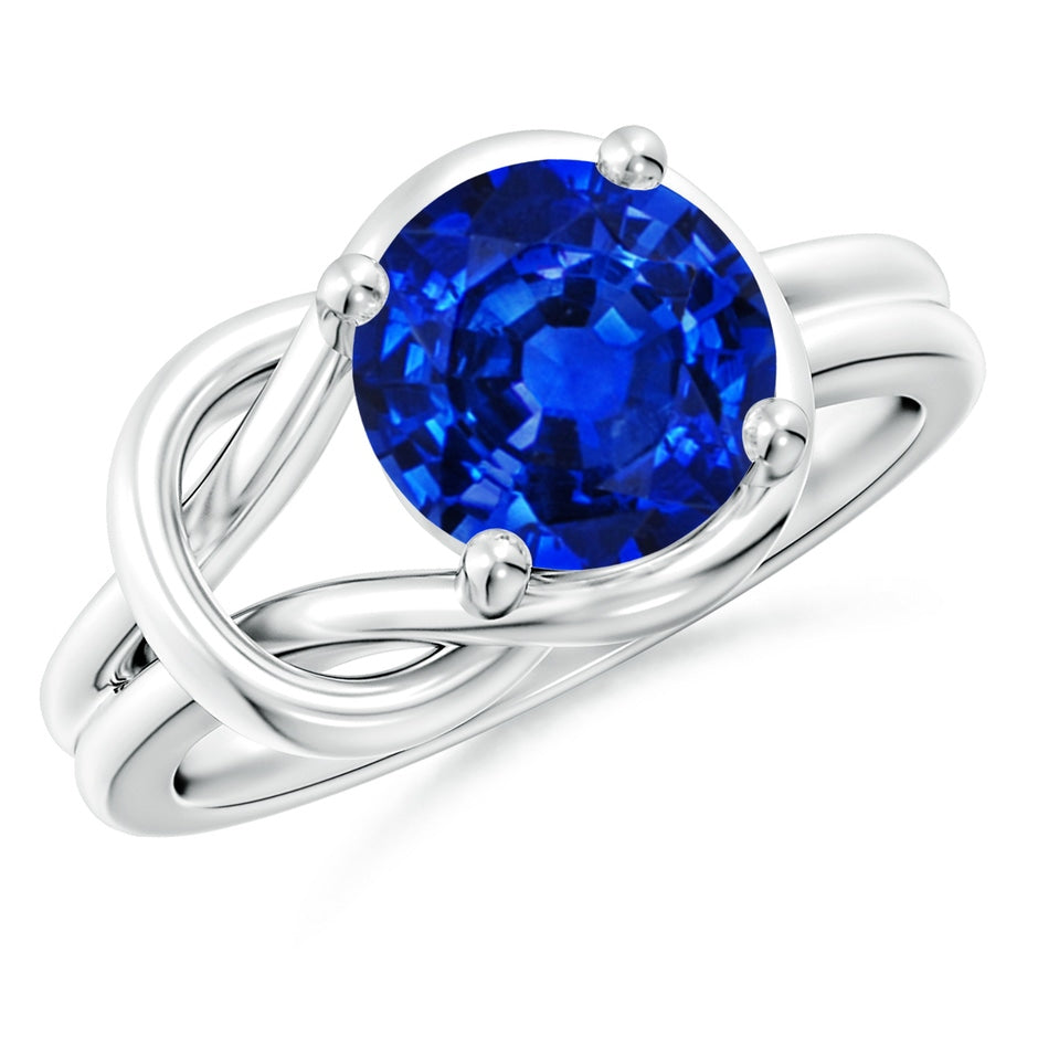 Solitaire Lab-Grown Blue Sapphire Infinity Knot Engagement Ring