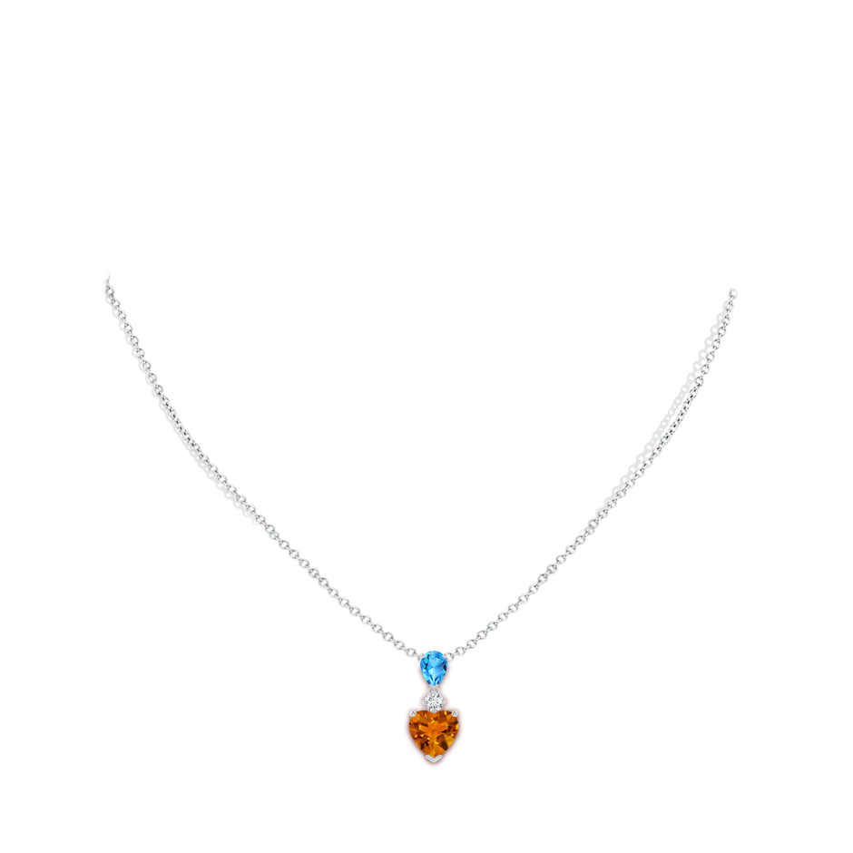 Heart-Shaped Citrine and Pear-Shaped Swiss Blue Topaz Pendant