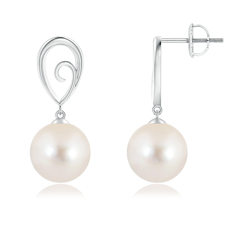 Freshwater Pearl Drop Earrings with Metal Loop