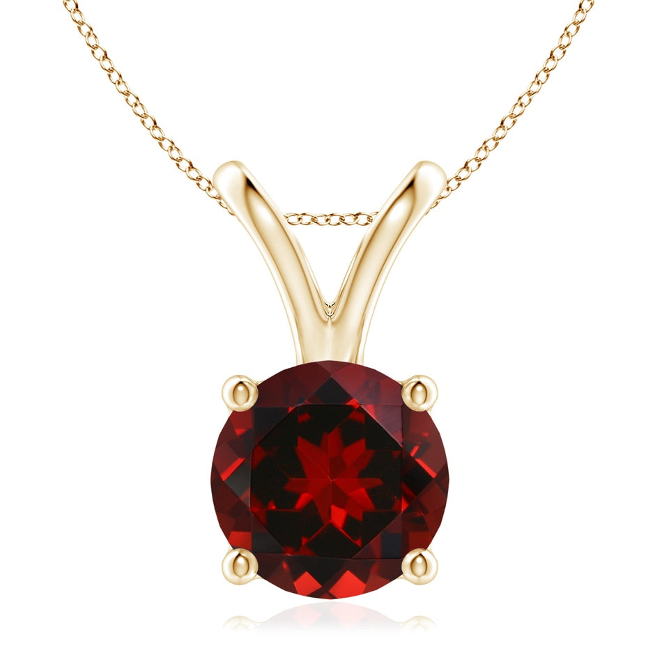 V-Bale Round Garnet Solitaire Pendant