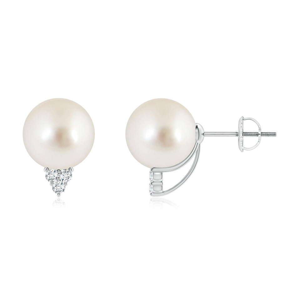 South Sea Pearl Earrings with Diamond Trio