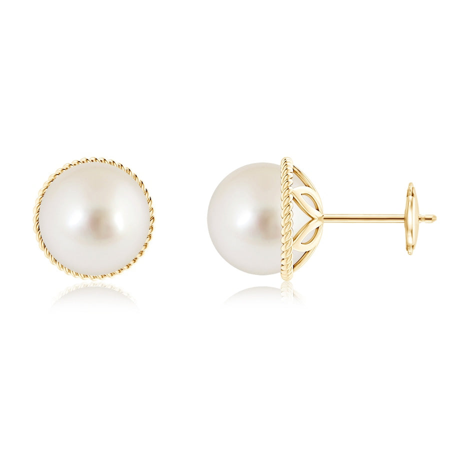 South Sea Cultured Pearl Earrings with Twisted Rope Frame
