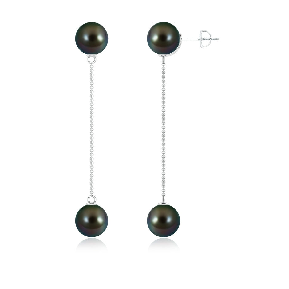 Tahitian Pearl Long Chain Drop Earrings