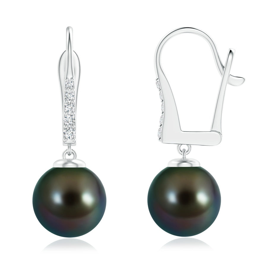 Tahitian Pearl and Diamond Leverback Earrings