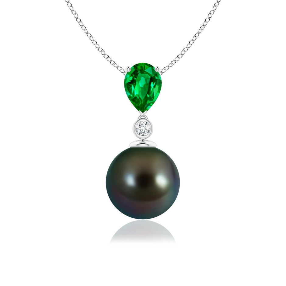 Tahitian Pearl & Pear Emerald Drop Pendant