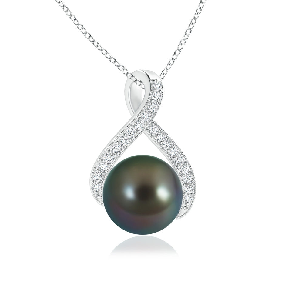 Tahitian Pearl Swirl Ribbon Pendant with Diamonds