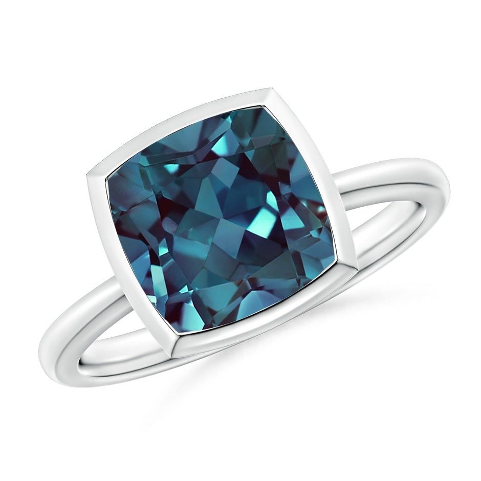 Bezel-Set Solitaire Lab-Grown Alexandrite Ring
