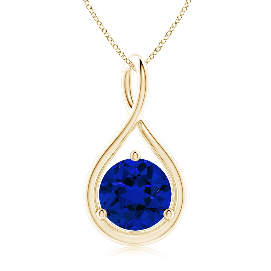 Lab-Grown Solitaire Round Sapphire Infinity Twist Pendant
