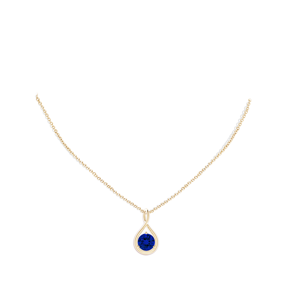 Lab-Grown Solitaire Round Sapphire Infinity Twist Pendant