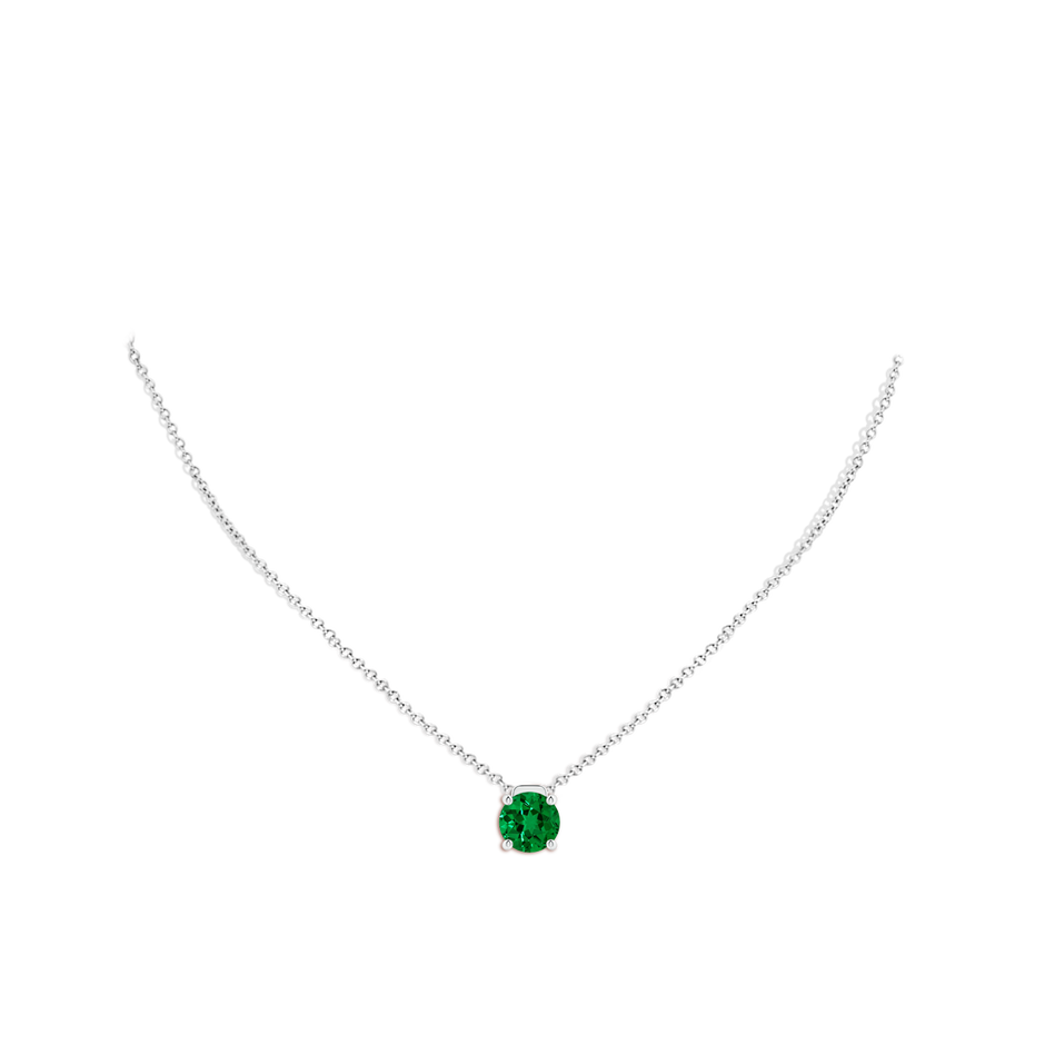 Lab-Grown Solitaire Round Emerald Floating Pendant
