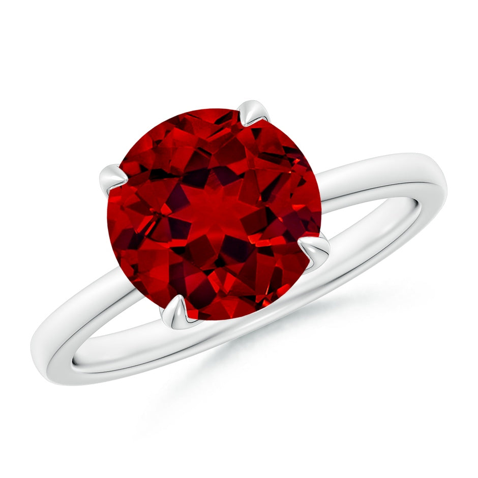 Solitaire Round Claw-Set Lab-Grown Ruby Classic Engagement Ring