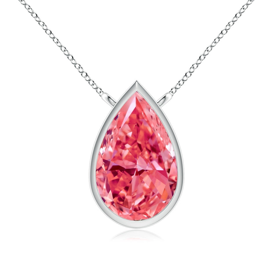 Bezel-Set Pear-Shaped Lab-Grown Fancy Intense Pink Diamond Solitaire Pendant
