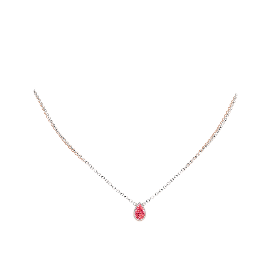 Bezel-Set Pear-Shaped Lab-Grown Fancy Intense Pink Diamond Solitaire Pendant