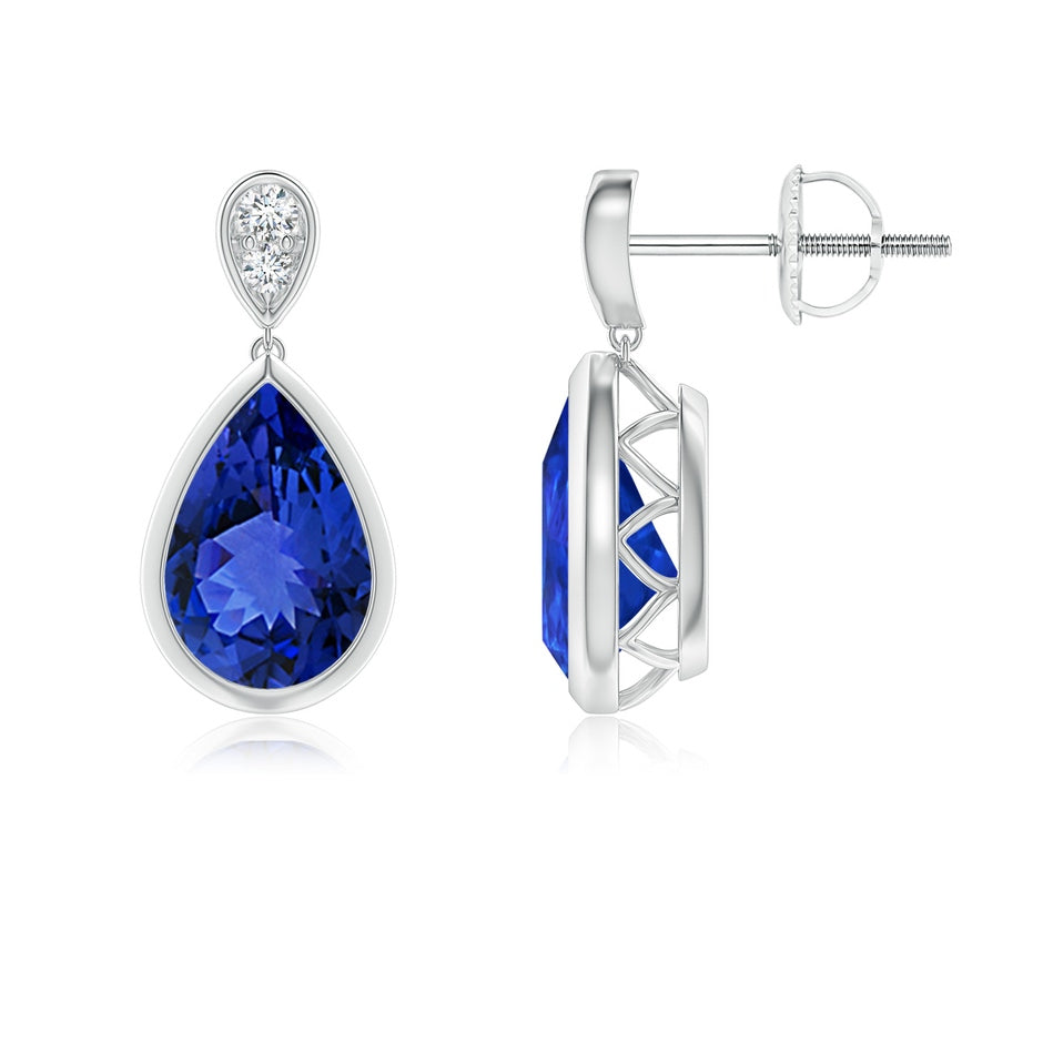 Bezel-Set Tanzanite Teardrop Earrings with Diamond