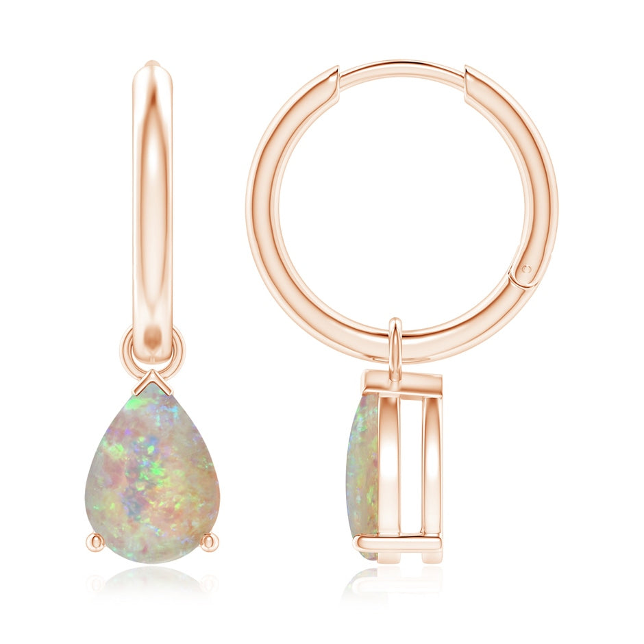 Pear-Shaped Opal Hinged Hoop Drop Earrings