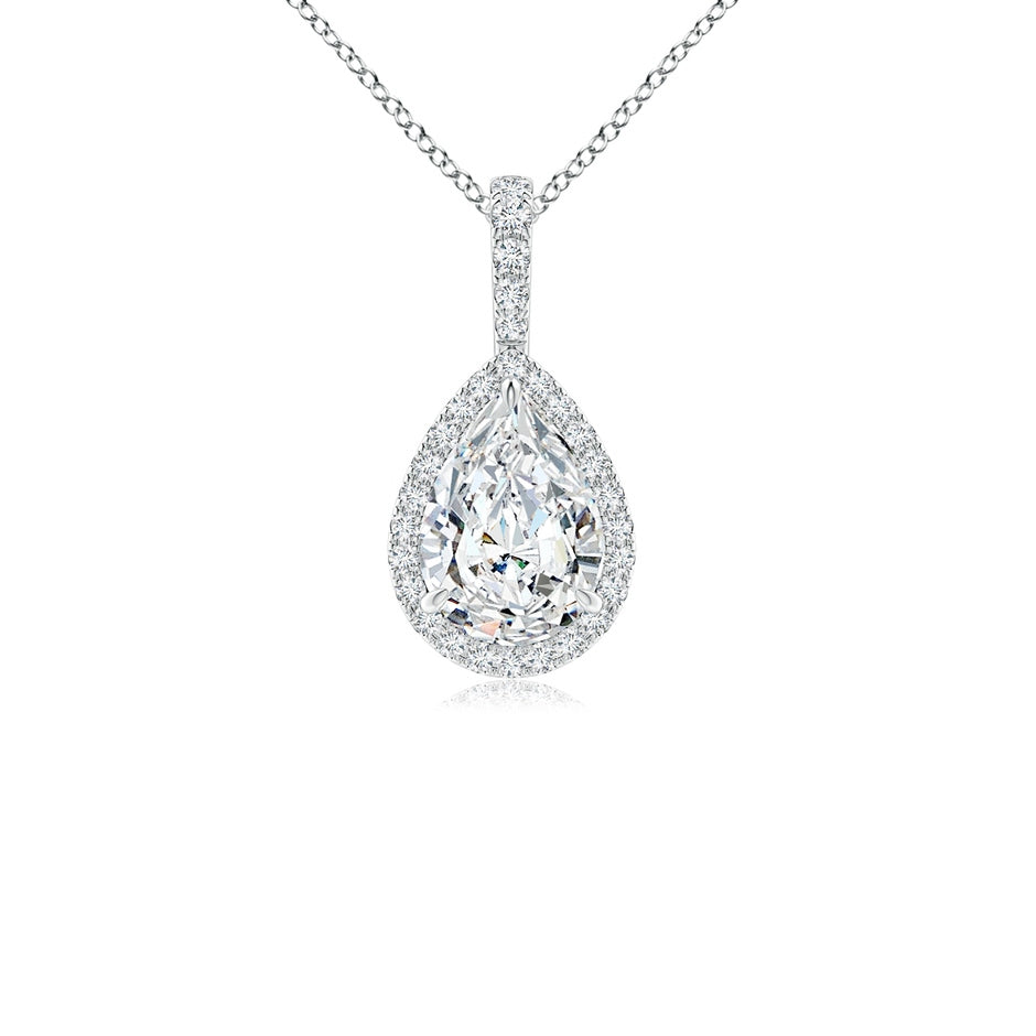 Lab-Grown Diamond Teardrop Pendant with Halo