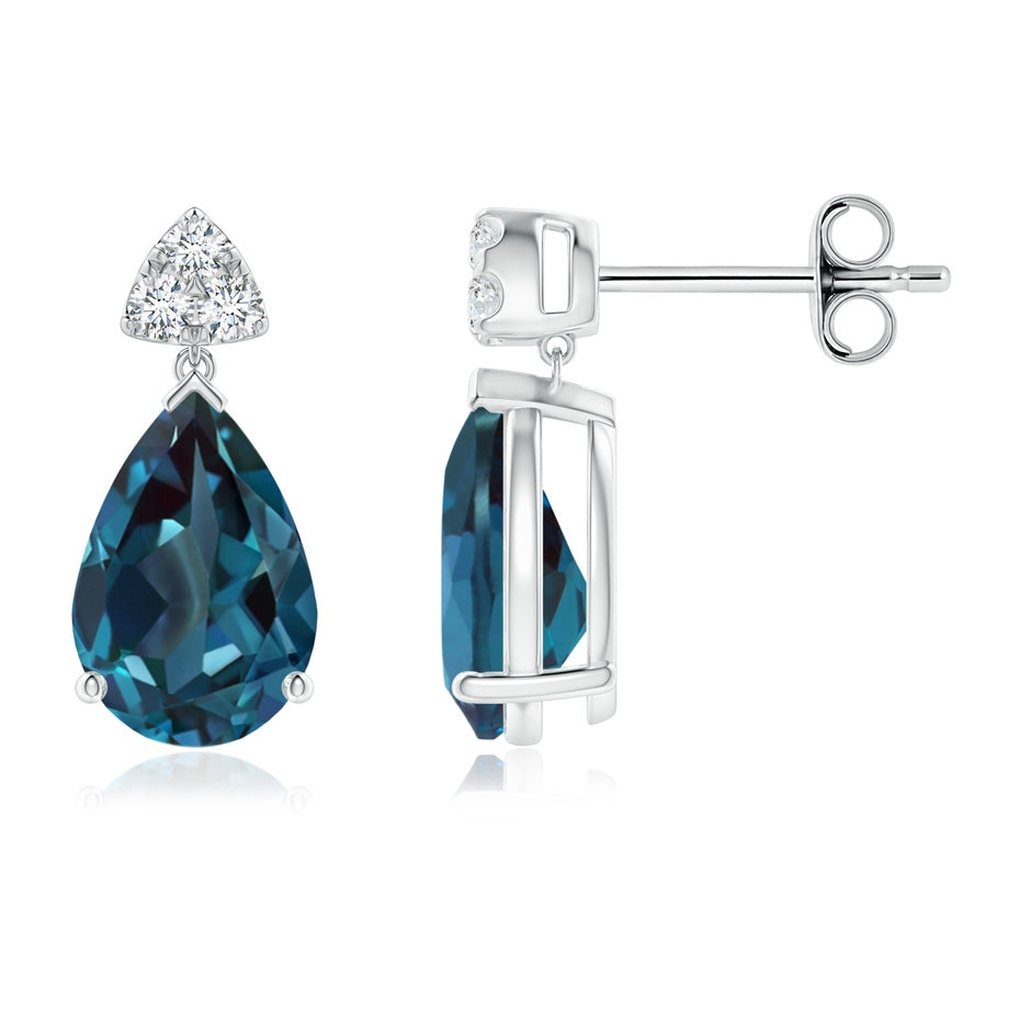 Pear-Shaped Lab-Grown Alexandrite Drop Earrings with Trio Diamonds