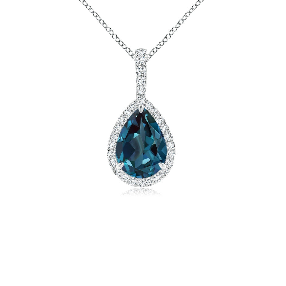 Lab-Grown Alexandrite Teardrop Pendant with Diamond Halo
