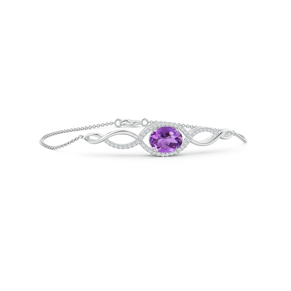 Oval Amethyst Twisted Chain Bracelet with Diamonds