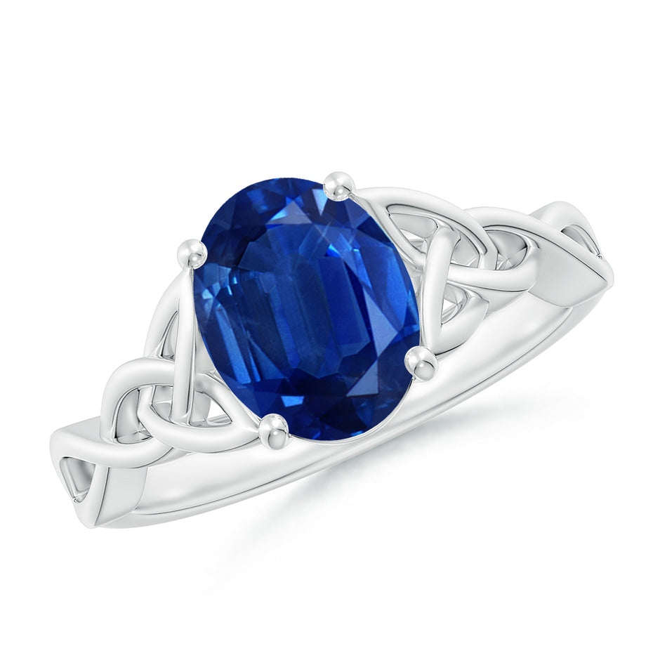 Oval Blue Sapphire Celtic Knot Engagement Ring
