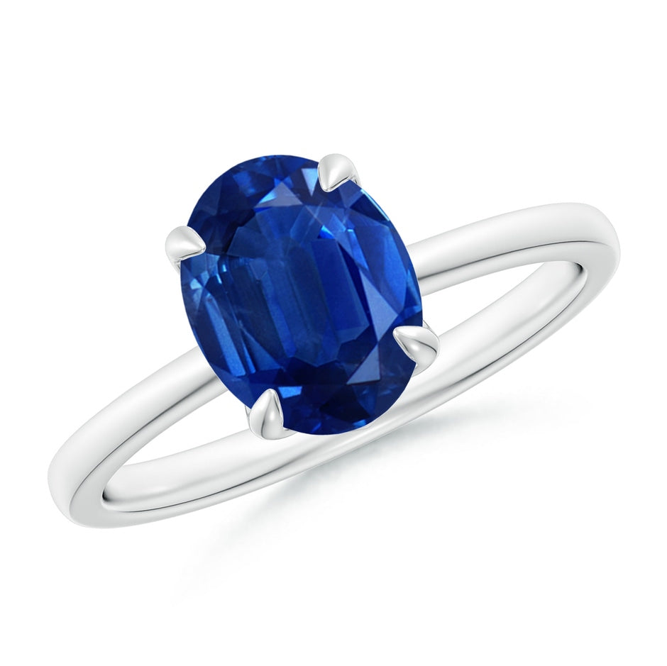 Solitaire Oval Claw-Set Blue Sapphire Classic Engagement Ring