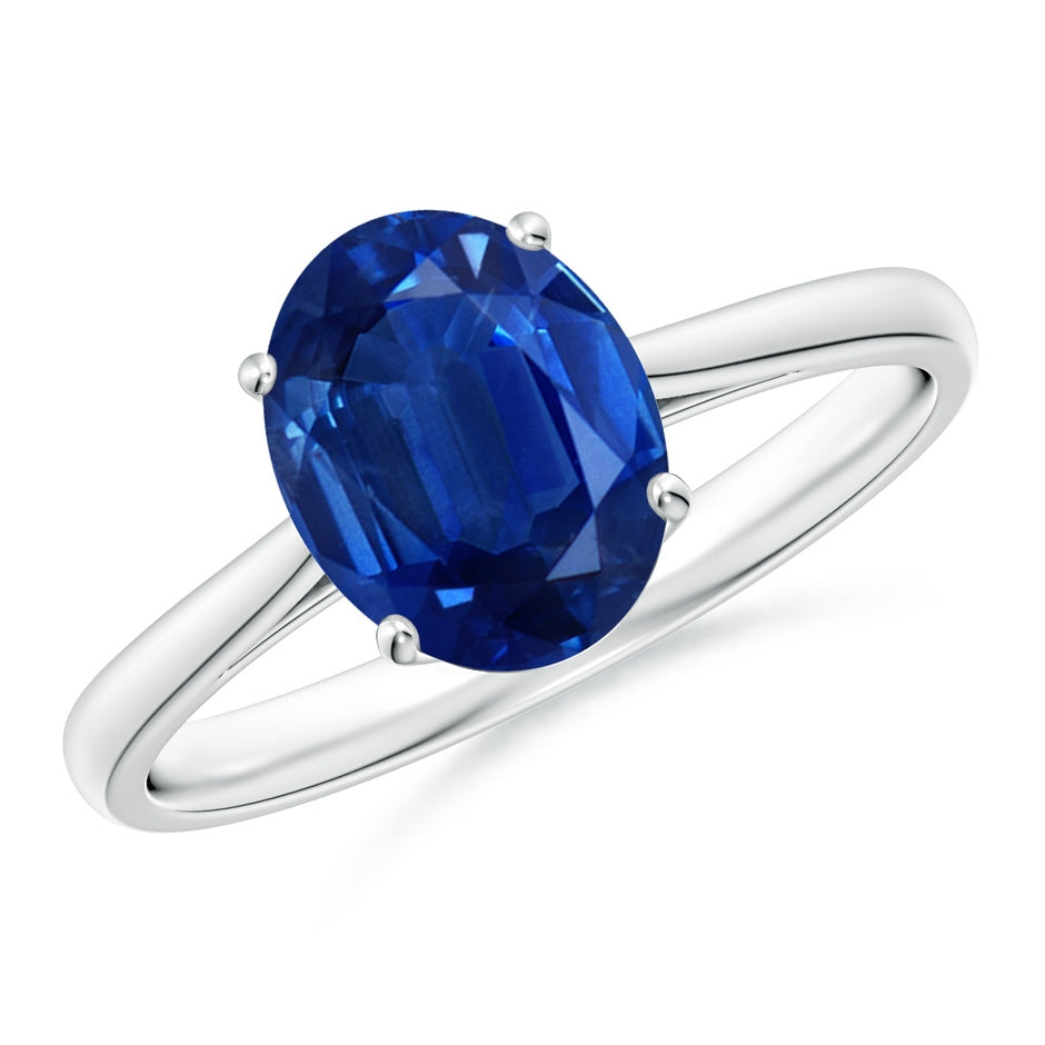 Oval Solitaire Blue Sapphire Engagement Ring