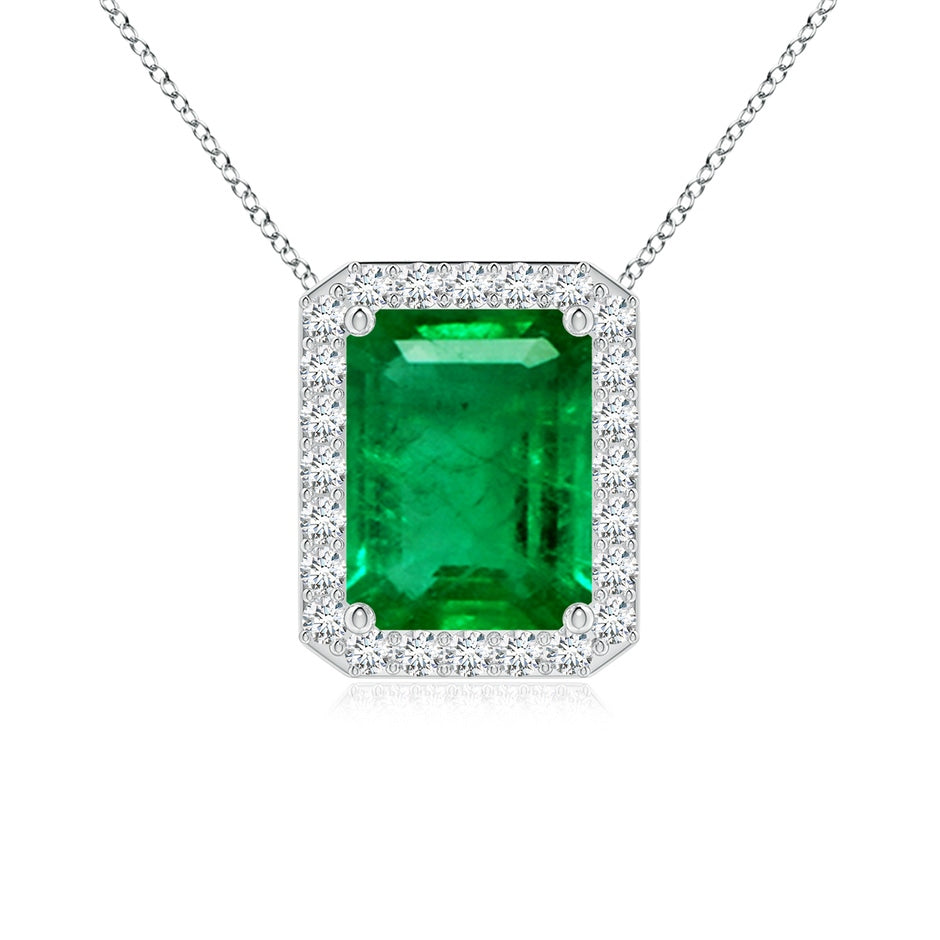 Vintage Inspired Emerald-Cut Emerald Halo Pendant