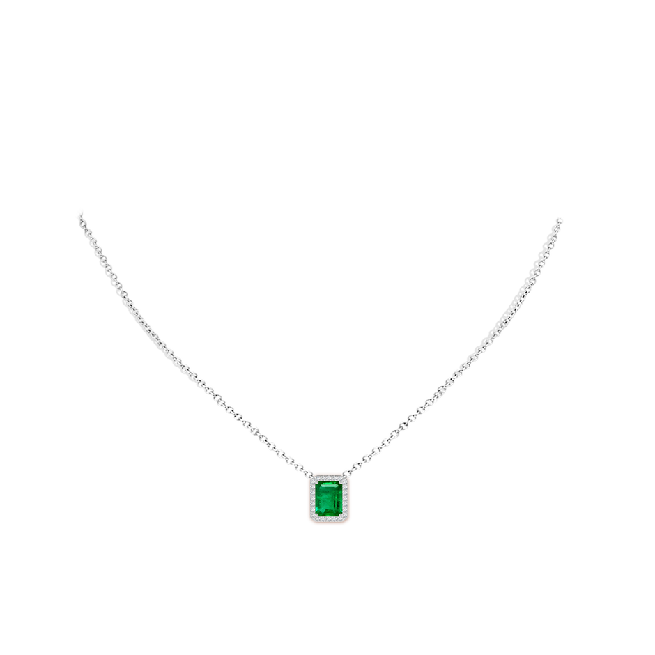 Vintage Inspired Emerald-Cut Emerald Halo Pendant