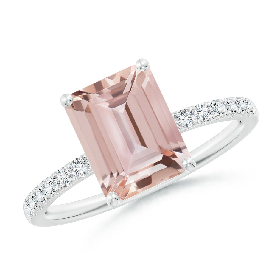 Emerald-Cut Morganite Engagement Ring with Diamonds