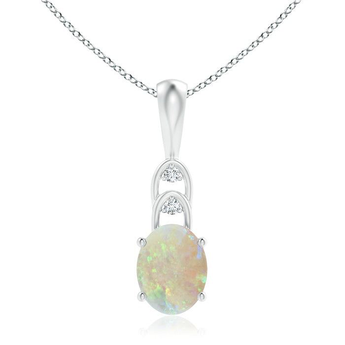 Oval Opal Solitaire Pendant with Diamonds