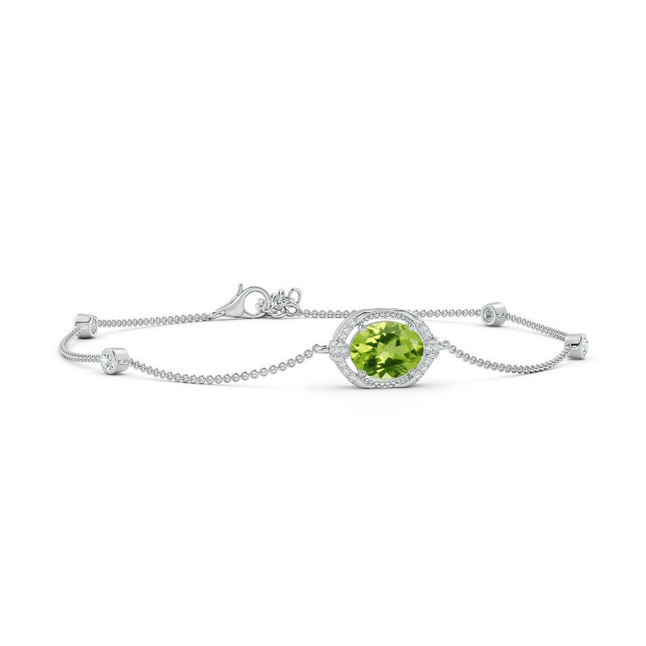 Vintage Style Oval Peridot and Diamond Leo Station Bracelet