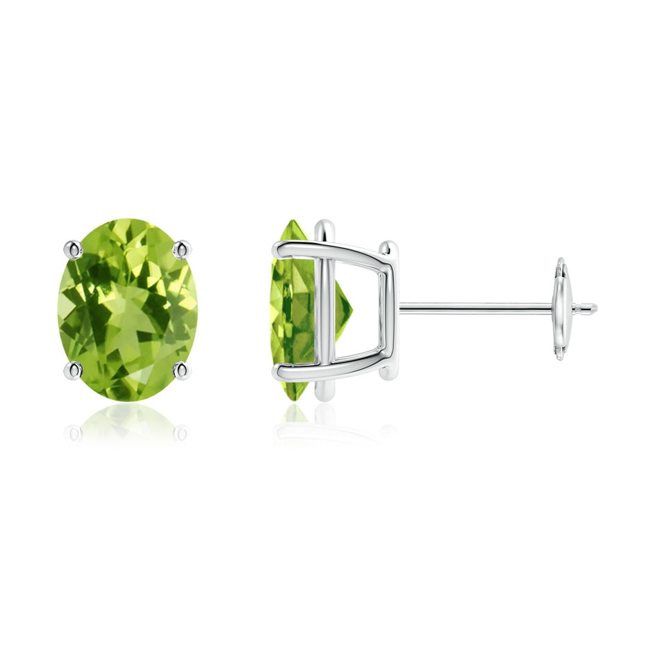 Prong-Set Oval Solitaire Peridot Stud Earrings