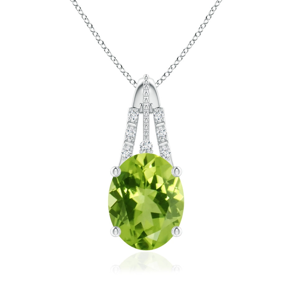Vintage Inspired Oval Peridot and Diamond Leo Pendant